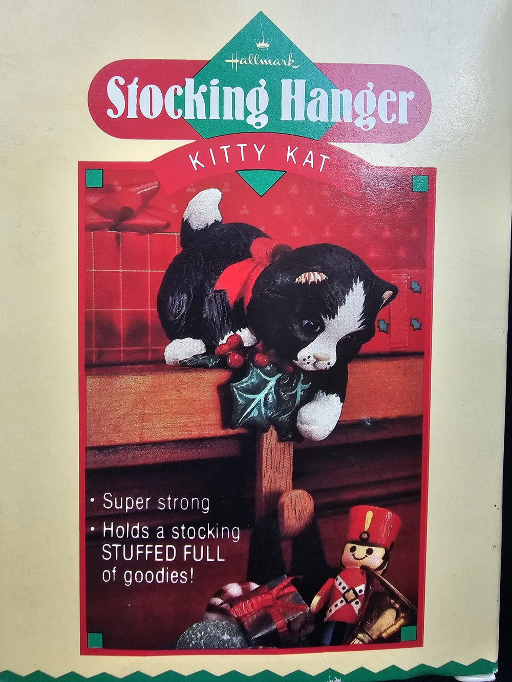 Hallmark Black & White Kitty Kat Stocking Hanger with Red Accents